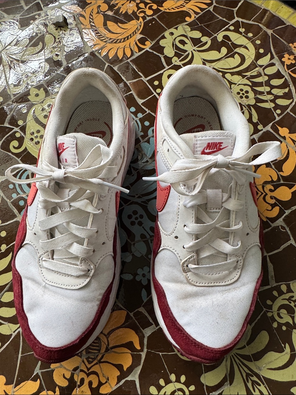 Nike White & Red Low-Profile Sneakers